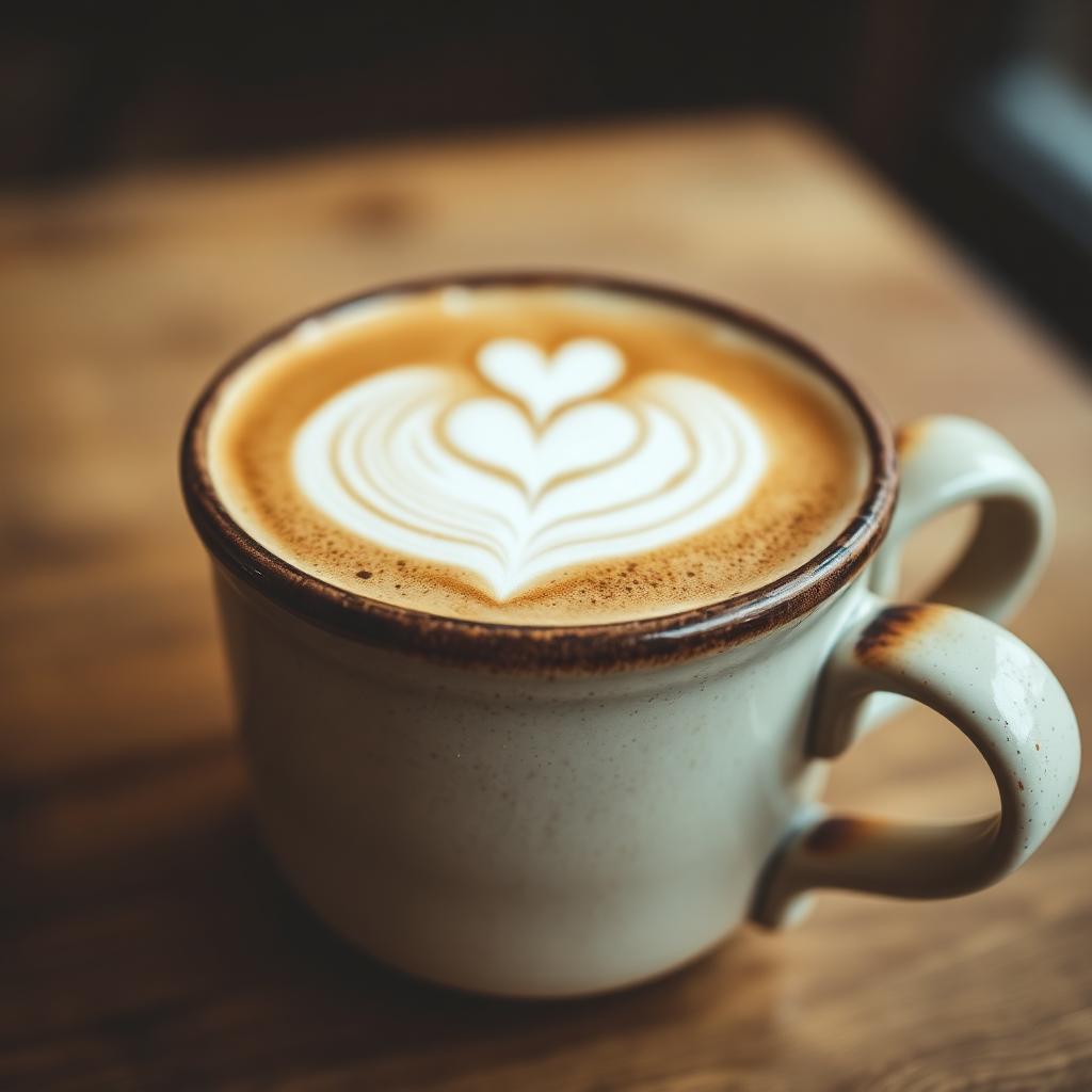 Latte art i keramisk kop